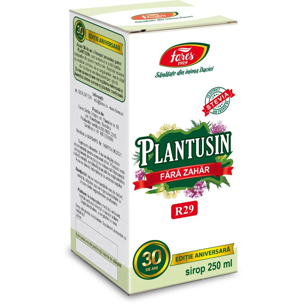 Sirop Plantusin pentru diabetici, 250 ml, Fares