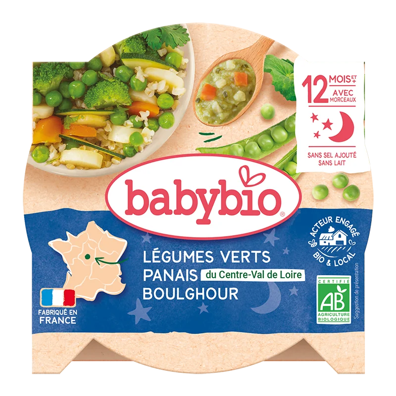 Meniu legume verzi, pastarnac si bulgur Bio, 230g, BabyBio