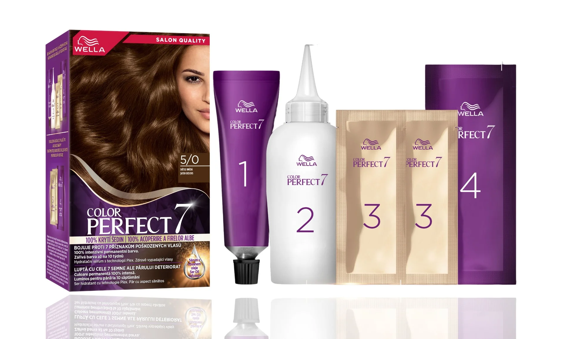 Vopsea de par permanenta Saten Deschis 5/0 Color Perfect, 135ml, Wella
