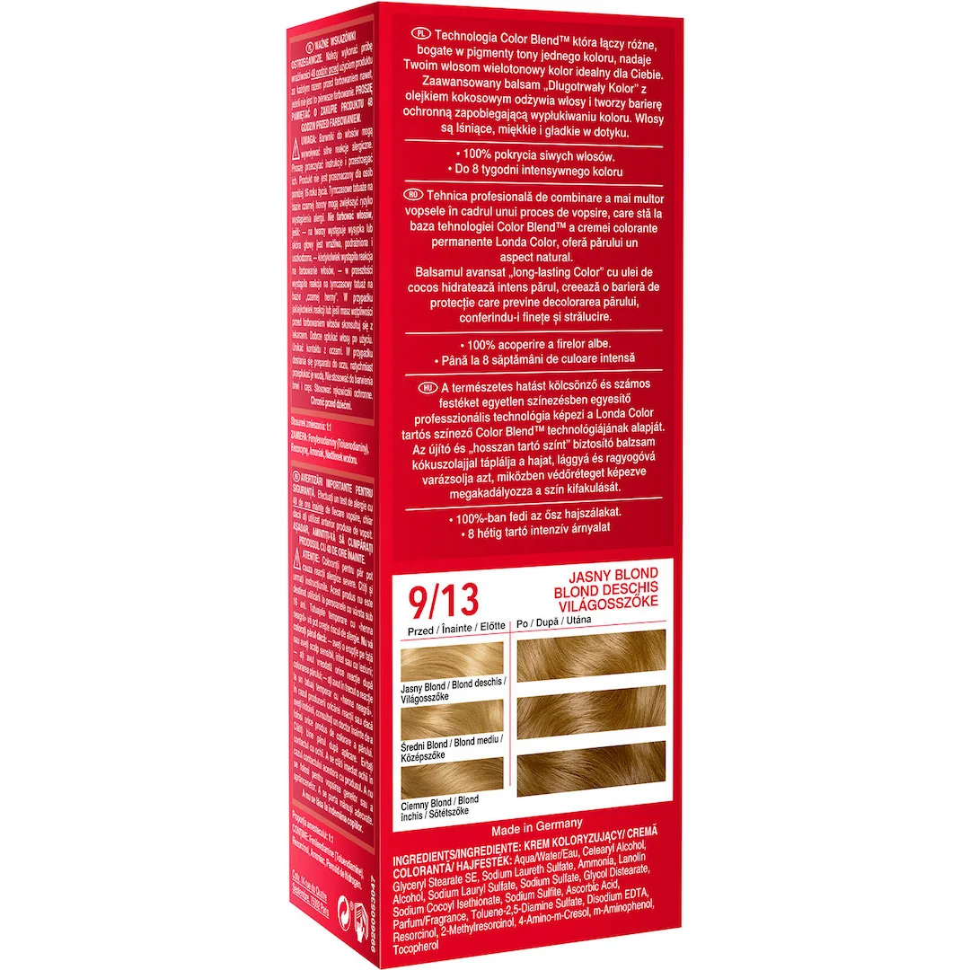 Vopsea de par permanenta 9/13 Blond deschis, 110ml, Londa
