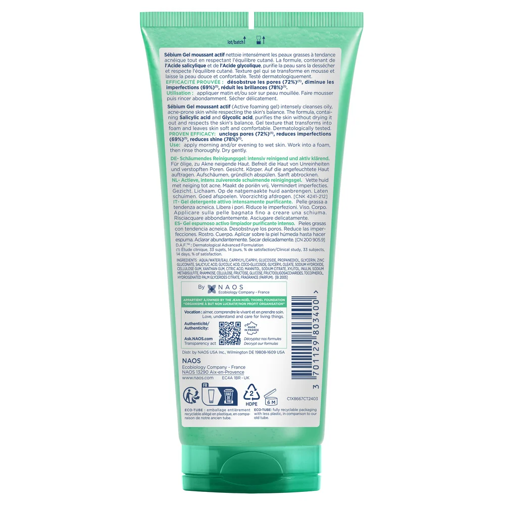 Gel spumant activ Sebium, 200ml, Bioderma