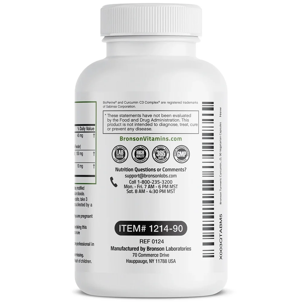 Turmeric Curcumin 1500mg, 90 capsule, Bronson Laboratories