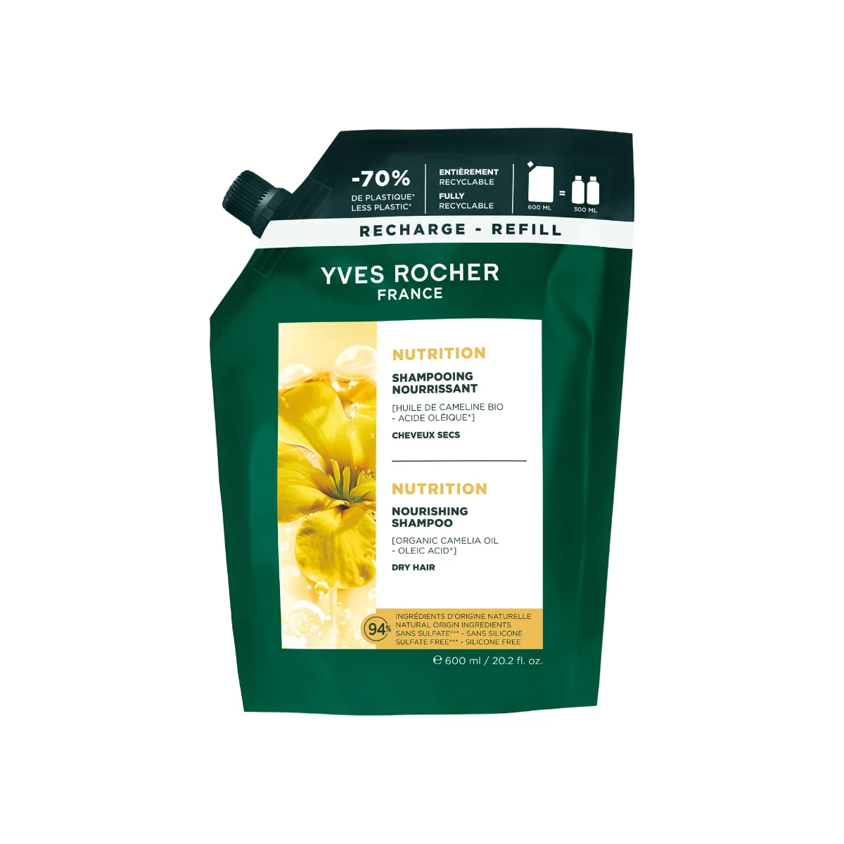 Rezerva sampon nutritiv Haircare Botanical Solutions, 600ml, Yves Rocher