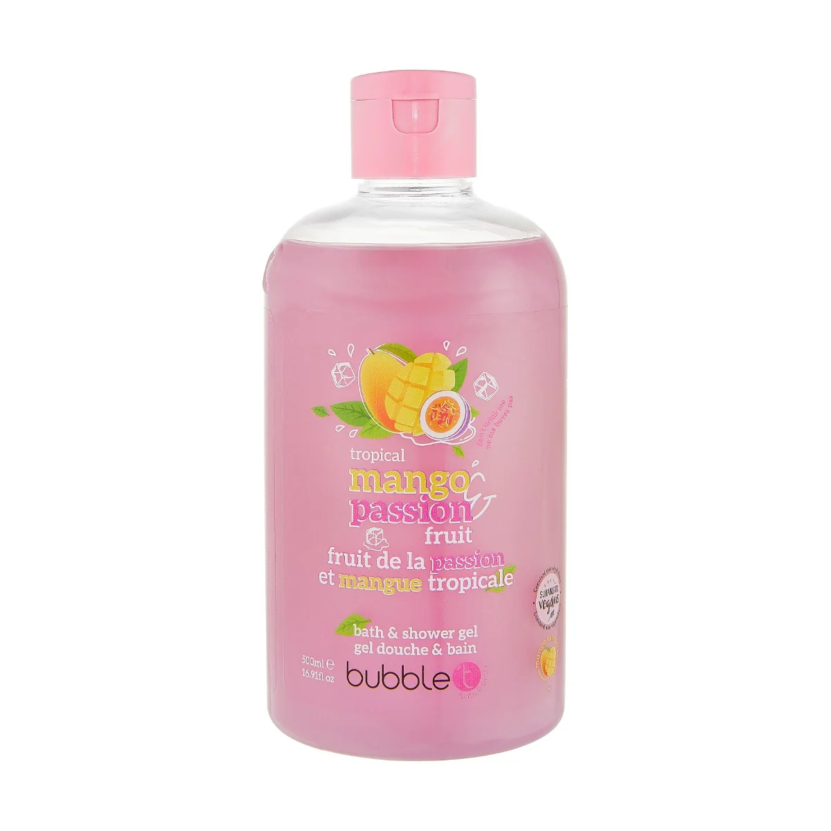 Gel de dus si baie cu aroma de mango si fructul pasiunii, 500ml, Bubble T