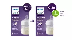 Biberon cu debit lent pentru 0 - 3 luni Natural Response SCY900/01, 125ml, Philips Avent