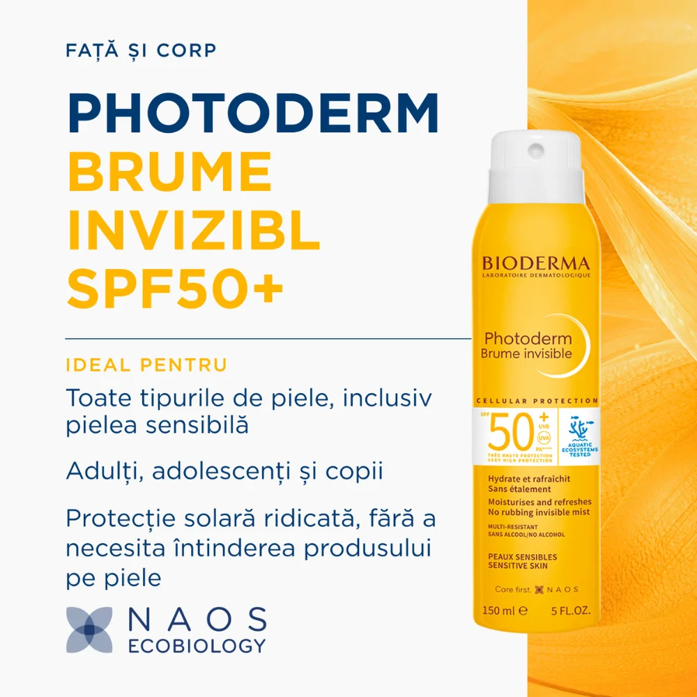 Spray invizibil cu SPF50+ Photoderm Brume, 150ml, Bioderma
