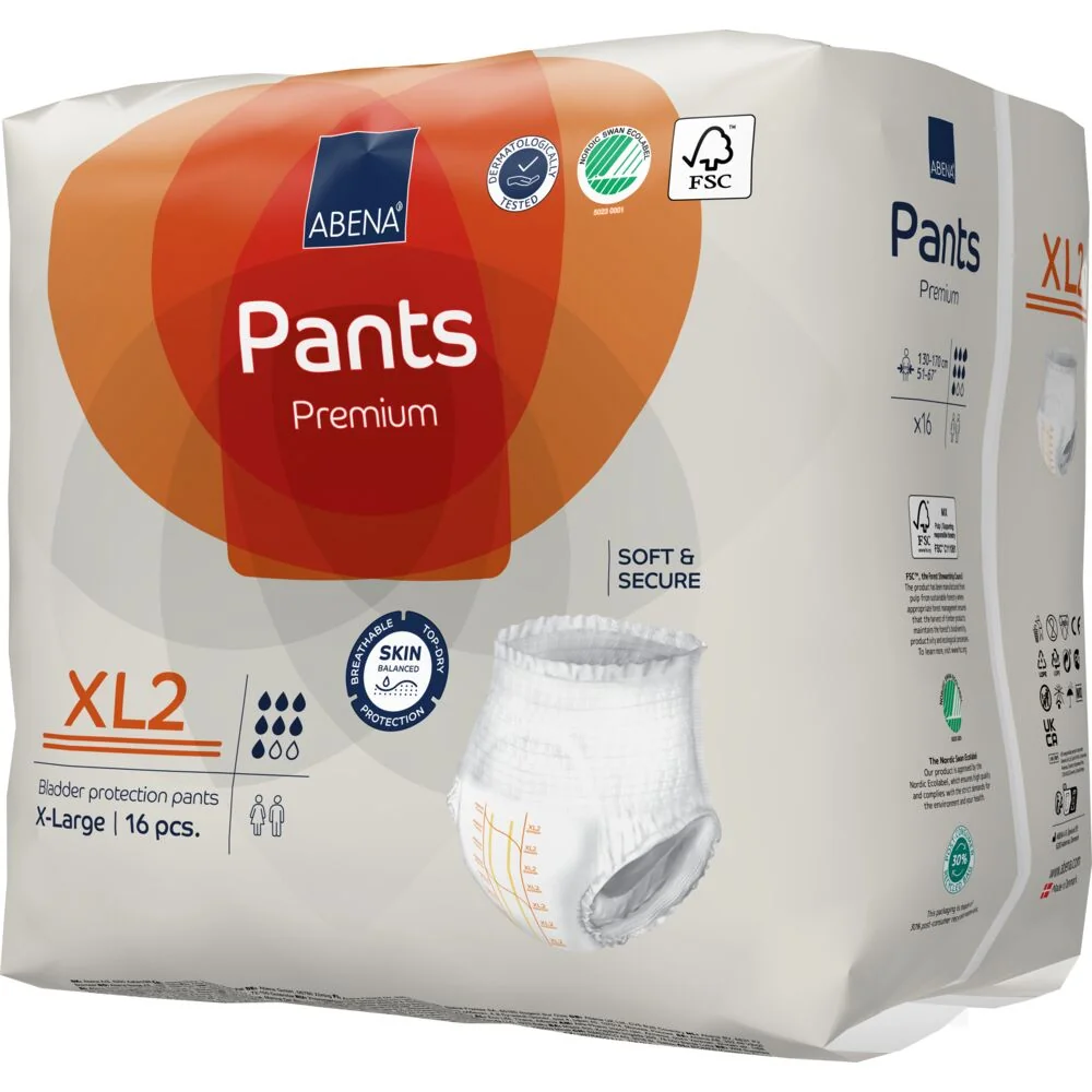 Scutece chilot pentru persoane active Masura XL2 130-170 cm Premium Pants unisex cu absorbtie 1900ml, 16 bucati, Abena