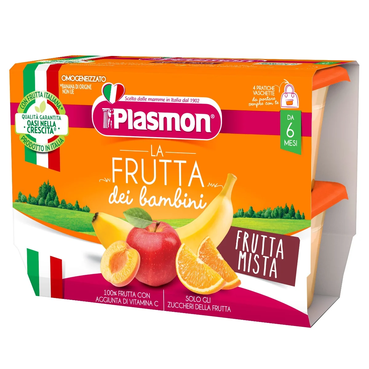Piure din caise si banane 6 luni+, 4 x 100g, Plasmon