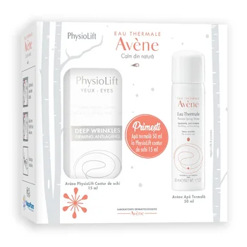 Pachet PhysioLift Contur de ochi pentru riduri profunde 15ml + Apa termala 50ml Gratuit, Avene