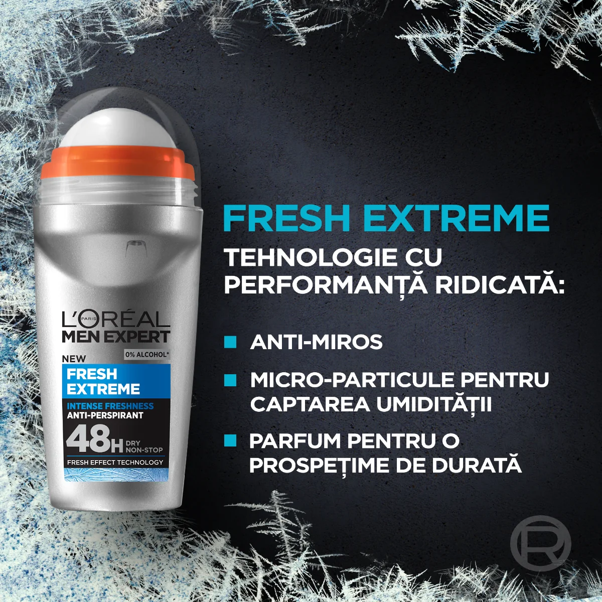 Antiperspirant roll-on Fresh Extreme, 50ml, L'oreal Men Expert