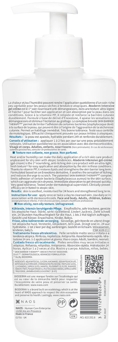 Gel-crema Atoderm Intensive, 500ml, Bioderma