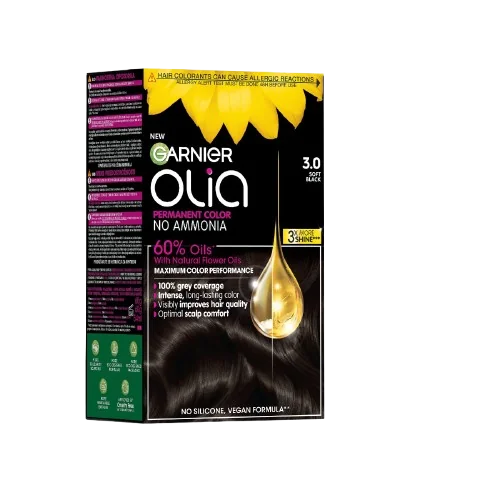 Vopsea de par permanenta fara amoniac 3.0 Soft Black Olia, 174ml, Garnier