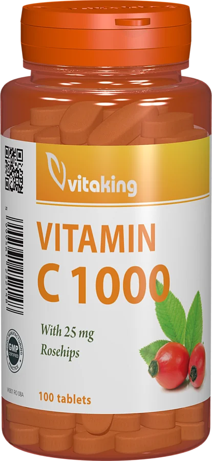 Vitamina C 1000mg cu macese, 100 comprimate, Vitaking