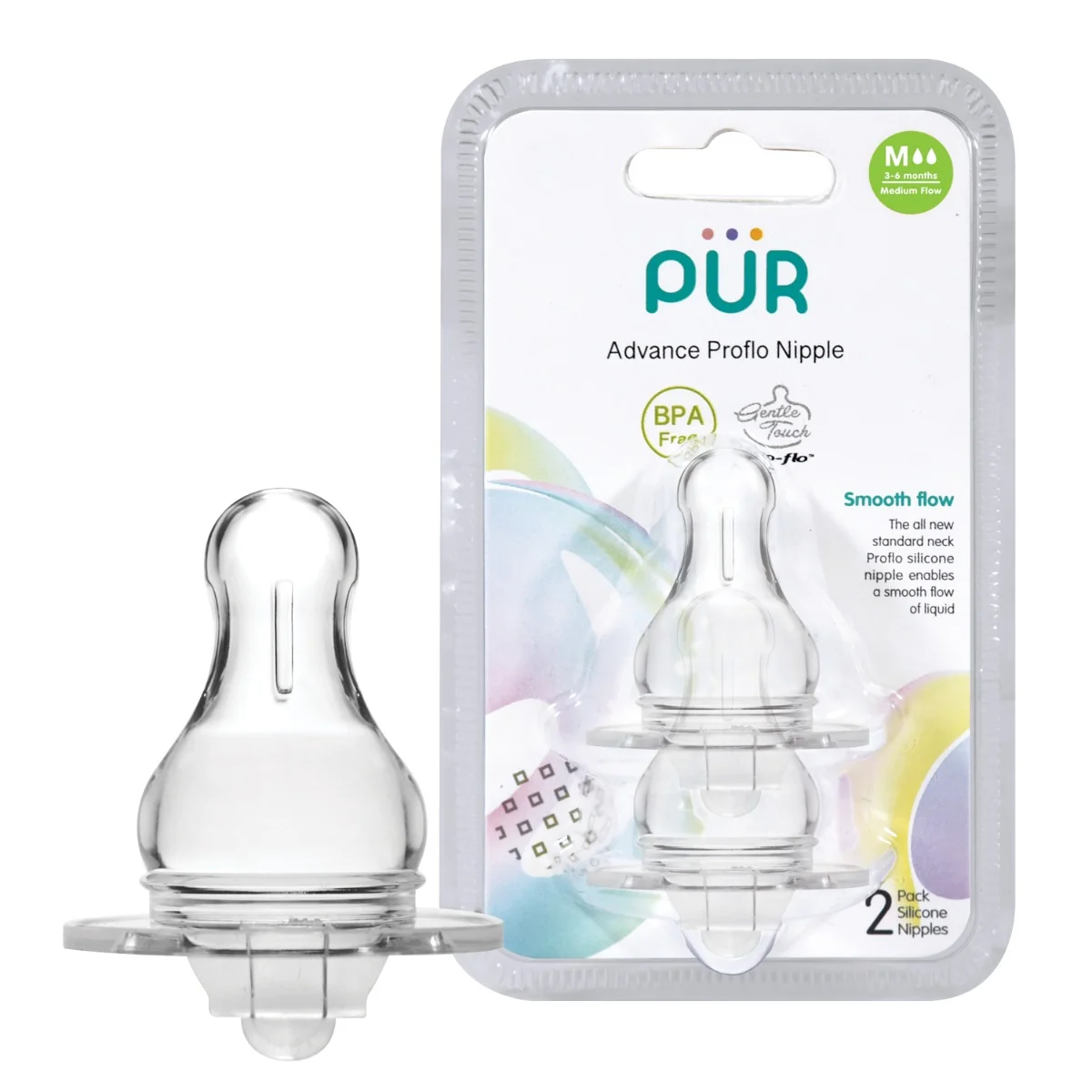 Set tetine silicon Advanced marime M 3-6 luni, 2 bucati, PUR