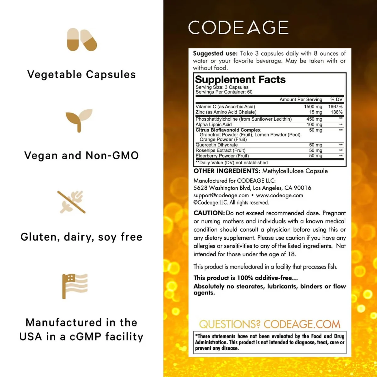 Vitamina C Lipozomala CodeAge, 180 capsule, GNC