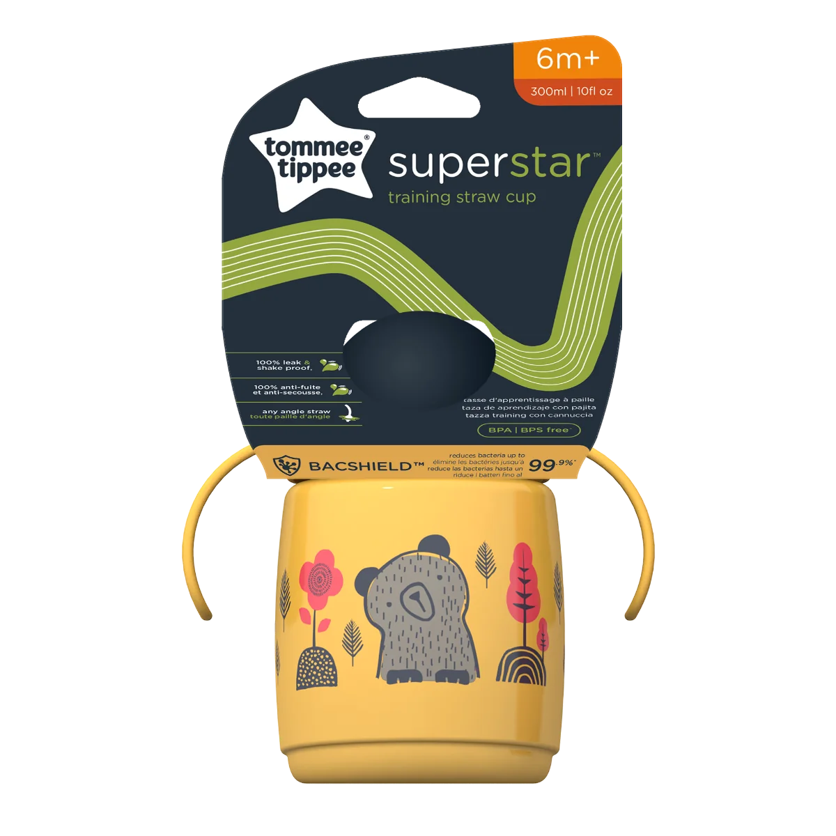 Cana cu pai si protectie Bacshield™ pentru +6 luni Galben, 300ml, Tommee Tippee 