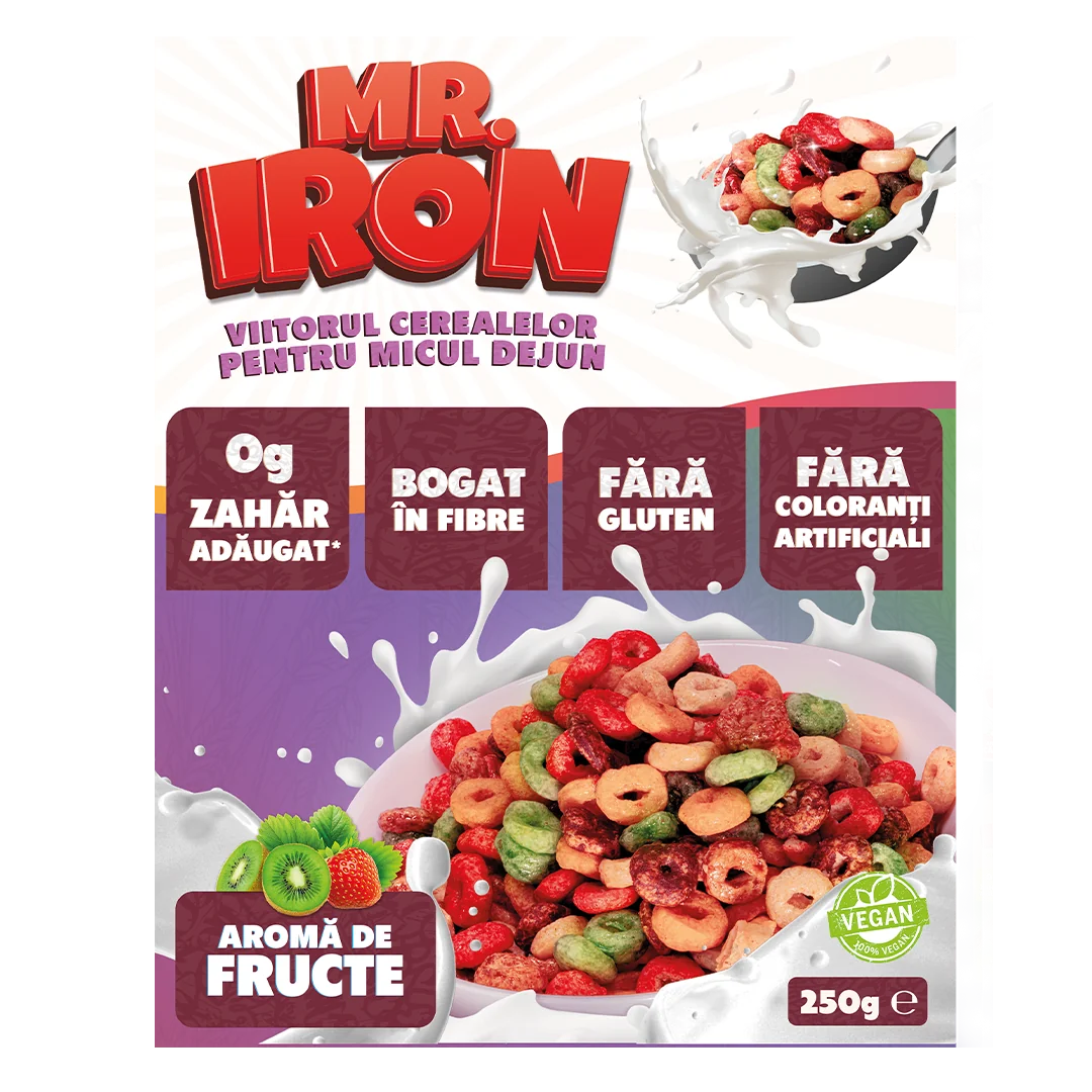 Cereale din ovaz fara zahar si fara gluten Fructe inghetate, 250g, Mr. Iron