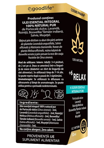 Mix de uleiuri esentiale integrale +6 Relax, 10ml, Cosmopharm