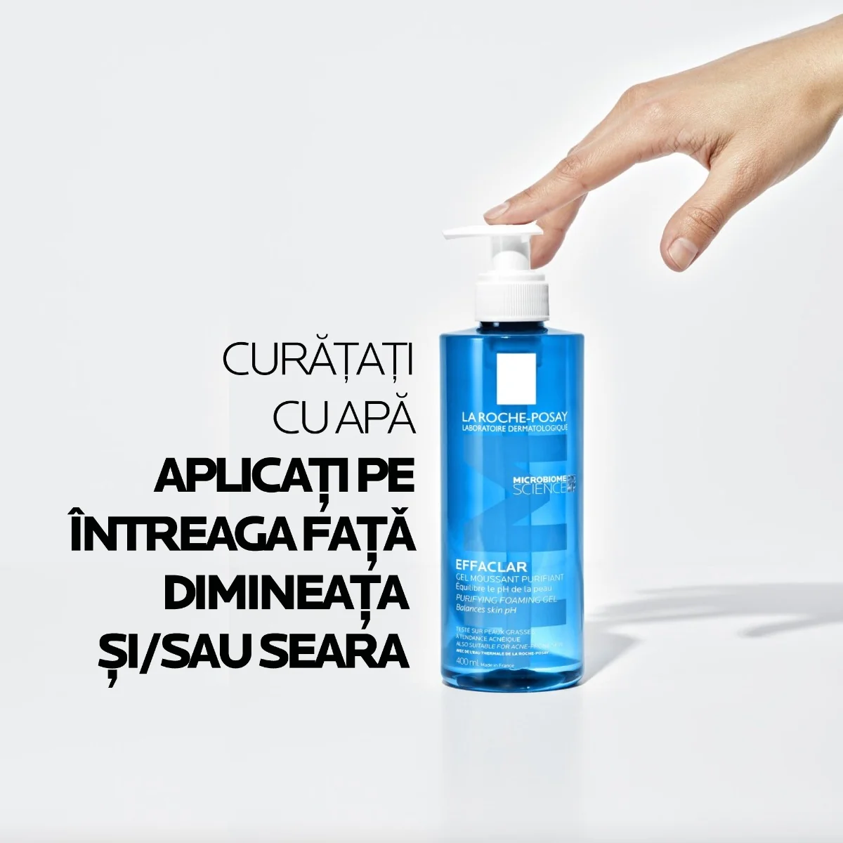Gel spumant de curatare purifiant pentru ten gras cu tendinta acneica Effaclar +M, 400ml, La Roche-Posay