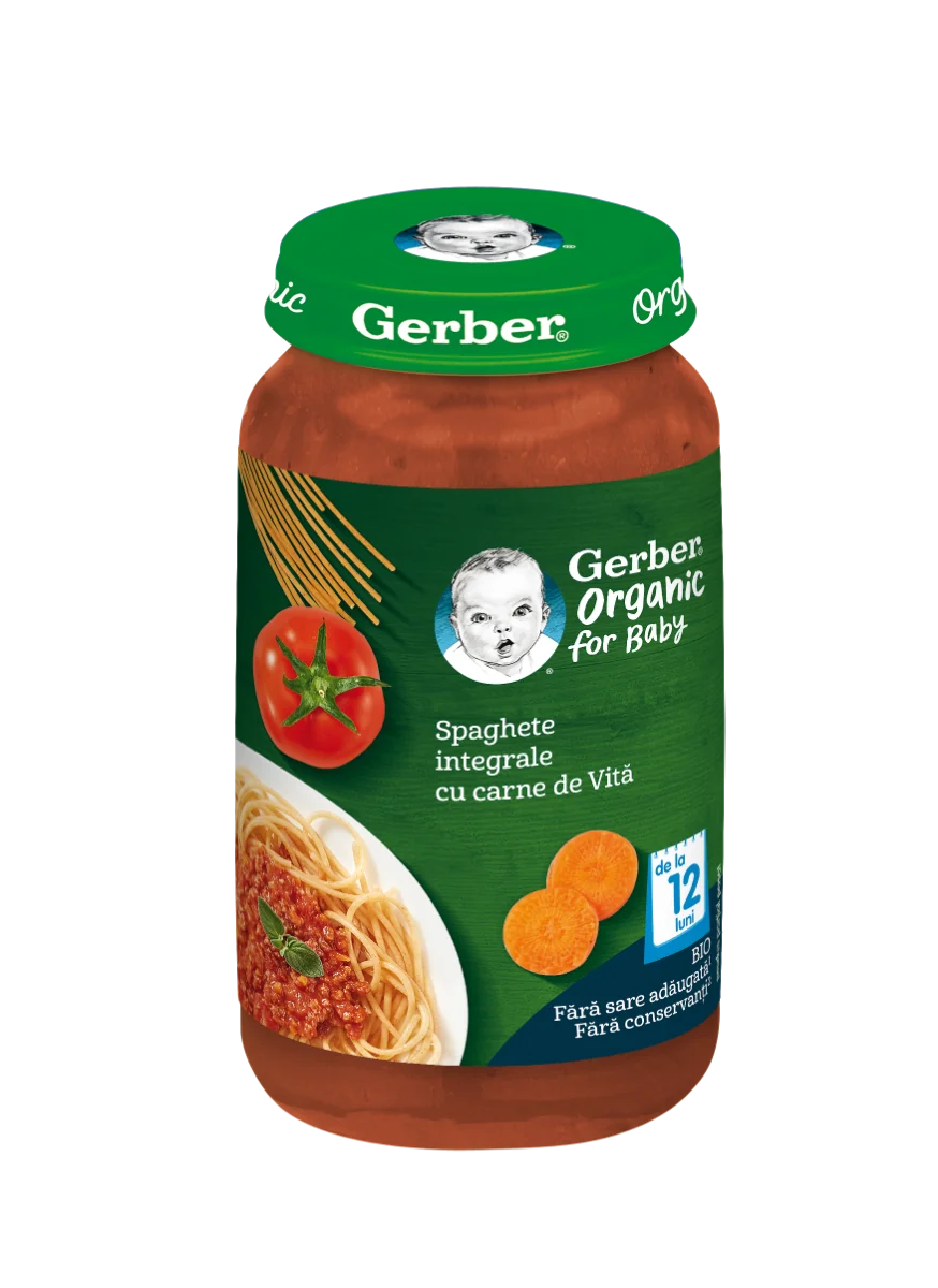 Spaghete integrale cu carne de vita +12 luni, 250g, Gerber