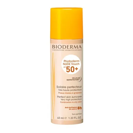 Fluid crema pentru piele mixta si grasa  cu nunata naturala Photoderm Nude Touch cu SPF50+, 40ml, Bioderma