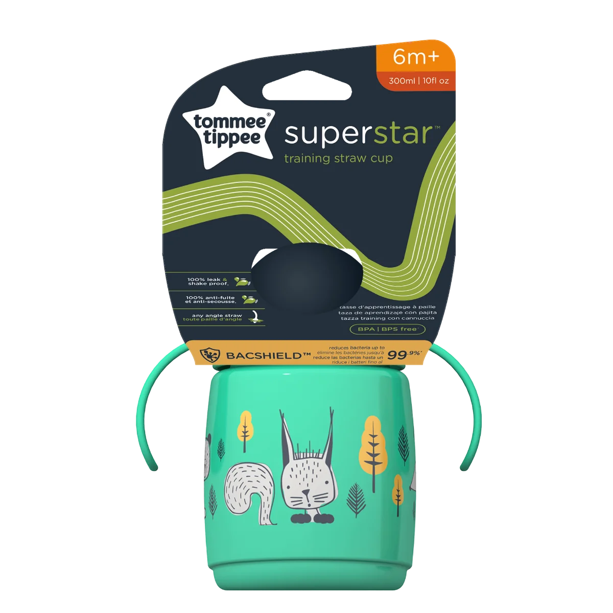 Cana cu pai si protectie Bacshield™ pentru +6 luni Verde, 300ml, Tommee Tippee