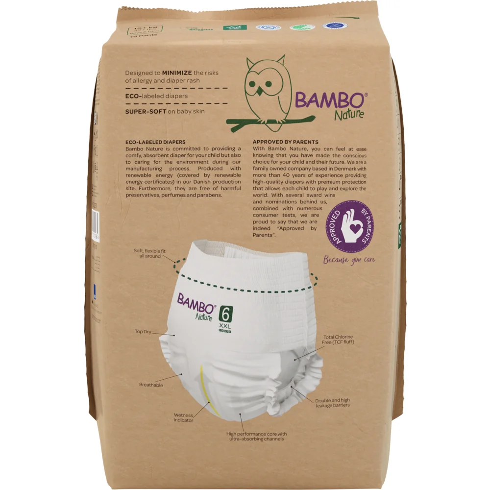 Scutece Eco Paper Bag Pants Marimea Nr. 6 pentru 15+ kg, 90 bucati, Bambo Nature