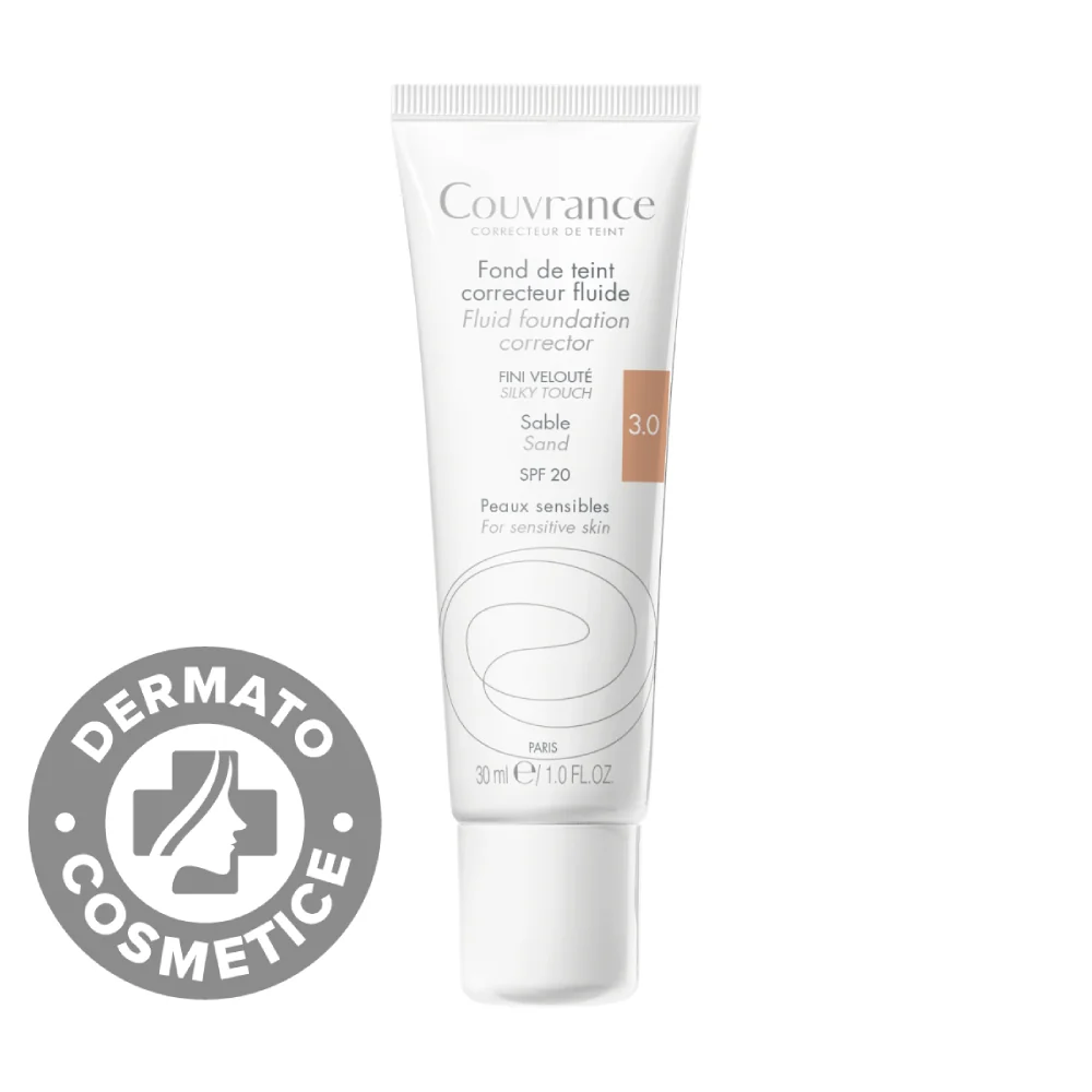 Fond de ten fluid corector Nuanta 3 Beige Sand SPF20 Couvrance, 30ml, Avene 