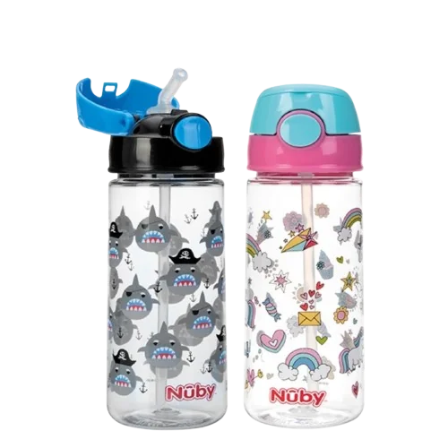 Pahar cu pai si capac +4 ani, 540ml, Nuby