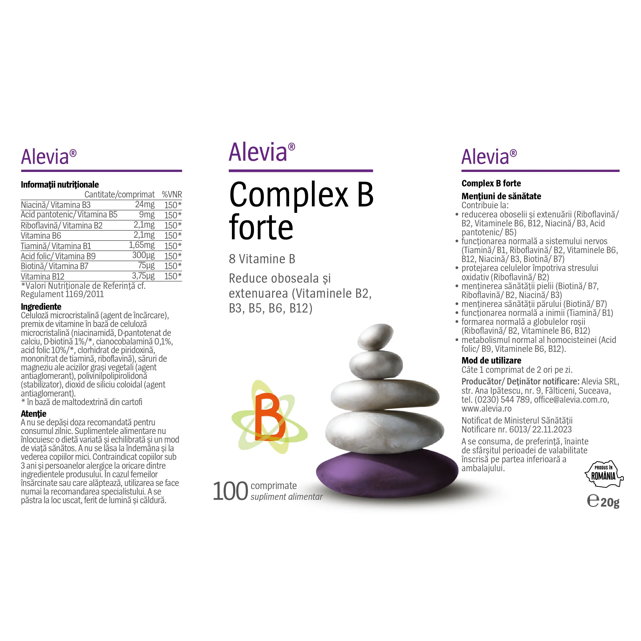 Complex B Forte, 100 comprimate, Alevia