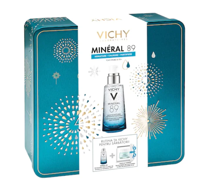 Pachet Trusa Mineral 89 Gel-booster 50ml + Gel-crema hranitor efect de luminozitate 15ml, Vichy