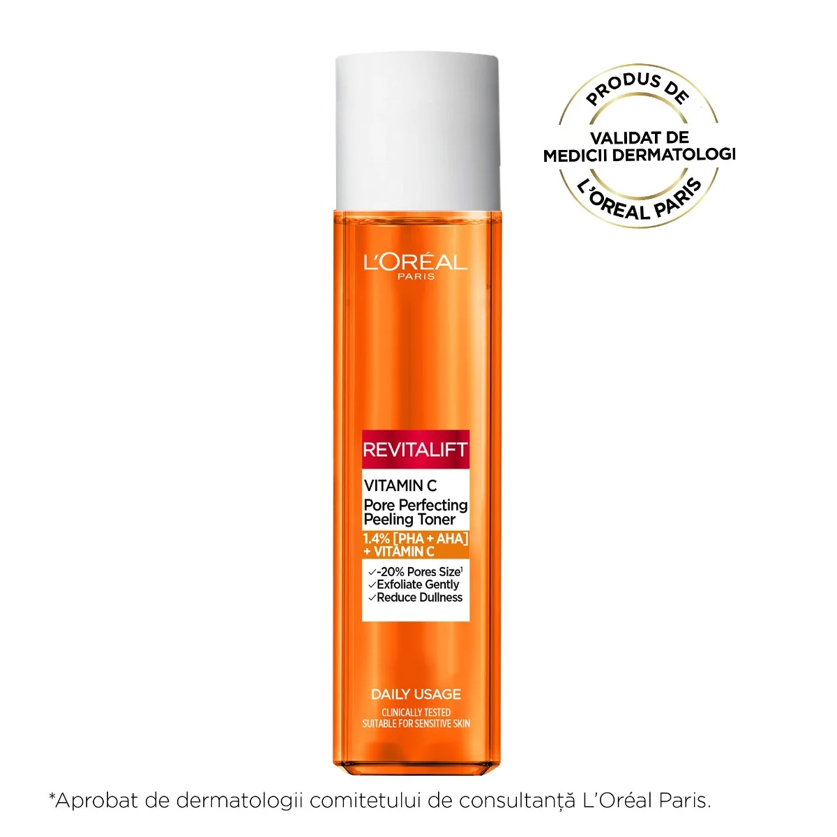 Lotiune tonica exfolianta cu vitamina C Revitalift Laser, 180ml, L'Oreal Paris