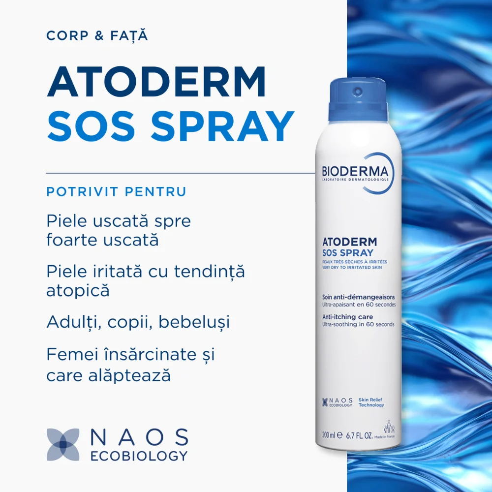 Spray SOS pentru calmarea mancarimilor Atoderm, 200ml, Bioderma