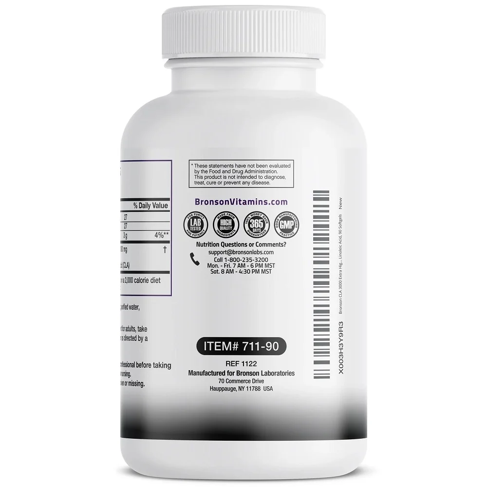 CLA 3000mg acid linoleic conjugat, 90 capsule, Bronson Laboratories