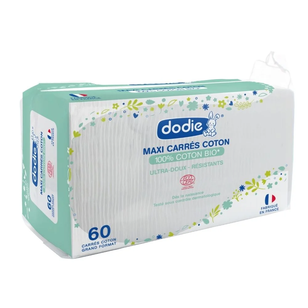 Dischete patrate din bumbac pentru curatare Bio, 60 bucati, Dodie