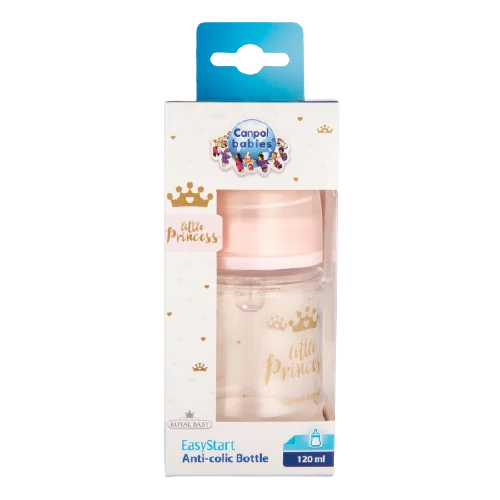 Biberon roz anticolici cu gat larg PP EasyStart Royal Baby, 120ml, Canpol babies