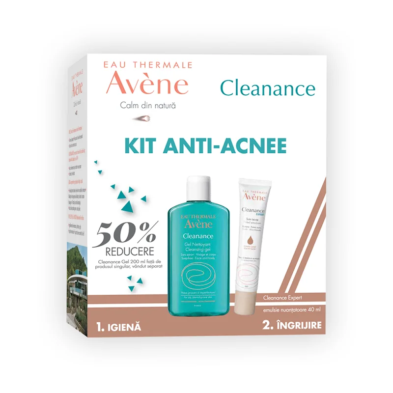 Pachet Emulsie nuantatoare Cleanance Expert 40ml + 50% reducere Cleanance Gel 200ml, Avene