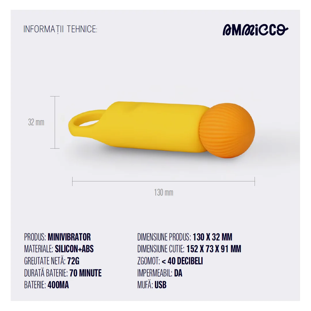 Mini vibrator cu 10 frecvente de vibratie si rezistent la apa Bagheta Magica, 1 bucata, Ammicco