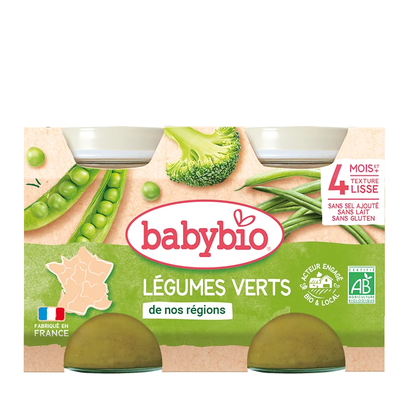 Piure bio din legume de gradina +4 luni, 2 x 130g, BabyBio