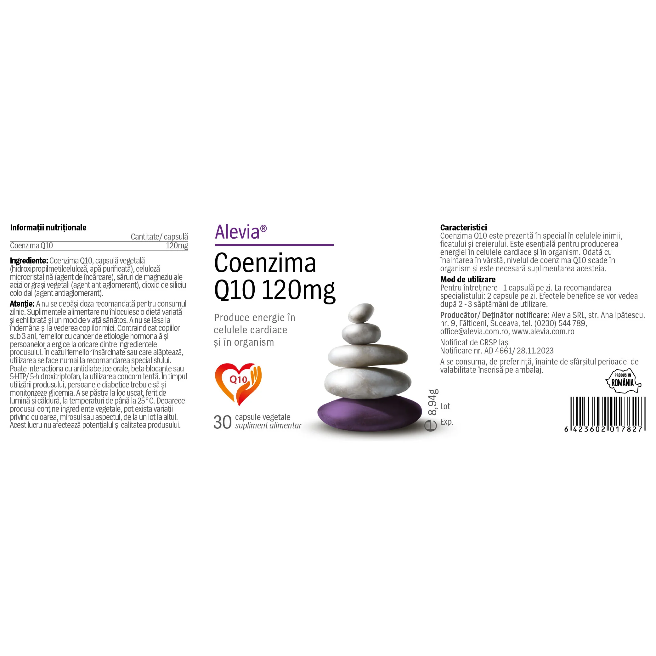 Coenzima Q10 120mg, 30 comprimate, Alevia