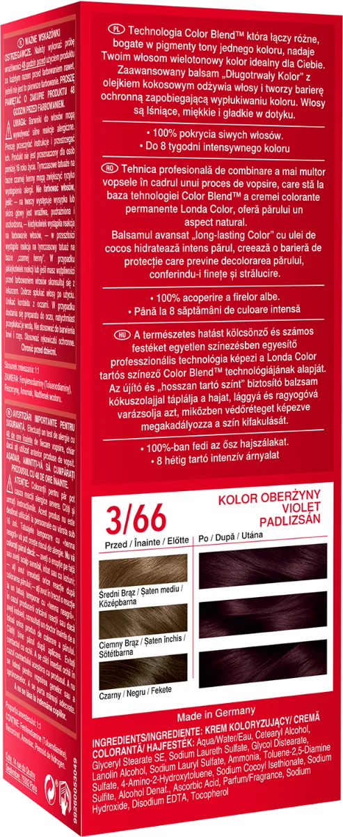 Vopsea de par permanenta 3/66 Violet, 110ml, Londa