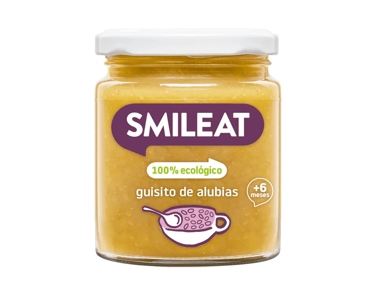 Piure de legume cu fasole alba, vitel si ulei de masline Bio +6 luni, 230g, Smileat