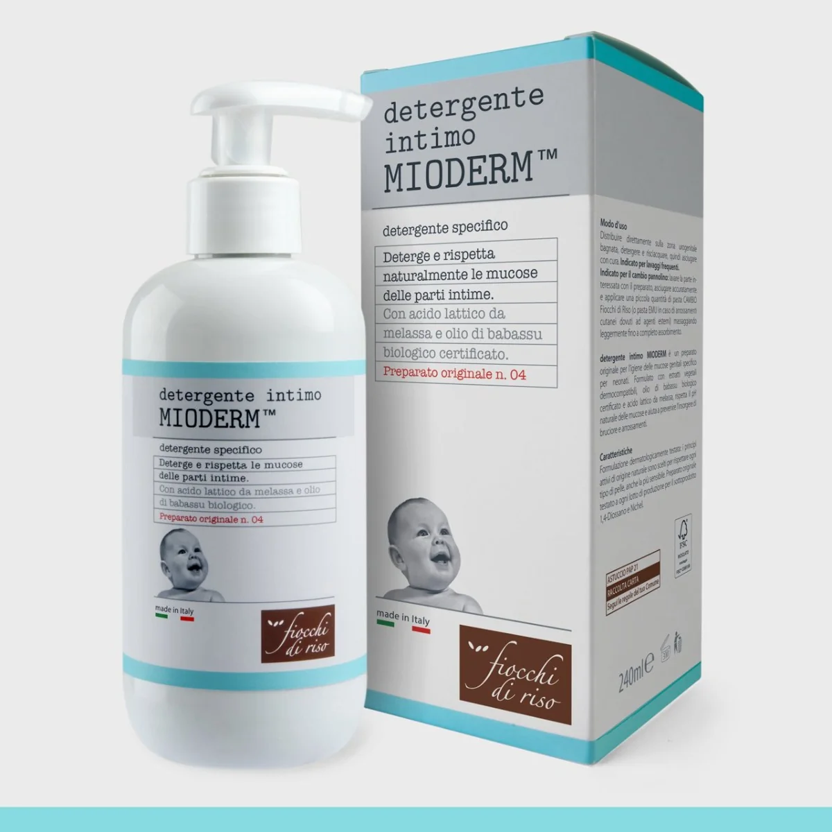 Gel delicat de curatare Mioderm, 240ml, Fiocchi di Riso