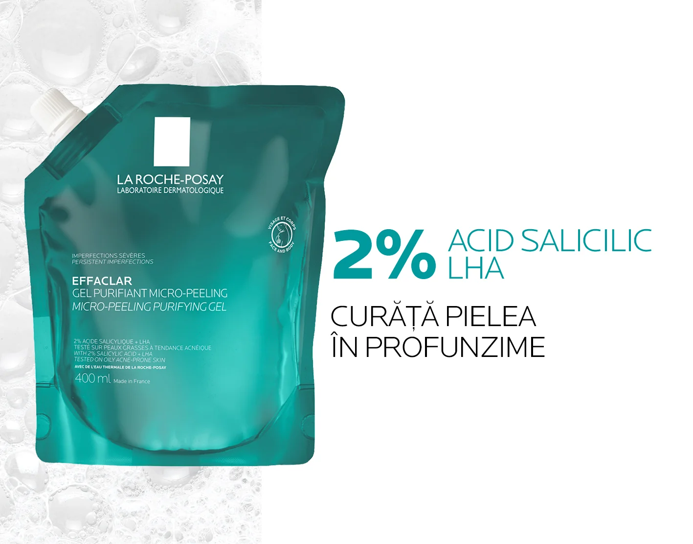 Rezerva de reincarcare Gel Purifiant Micro-Exfoliant Effaclar, 400ml, La Roche-Posay