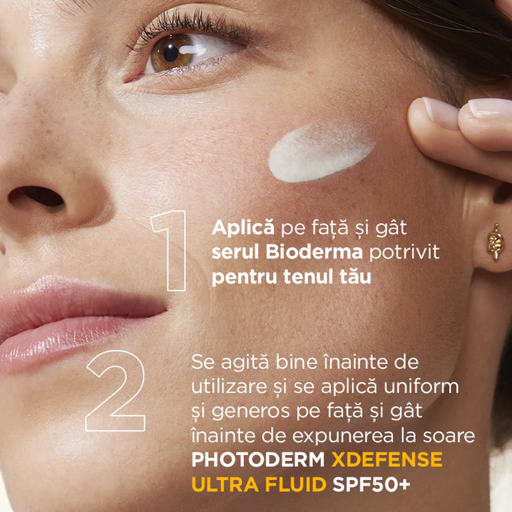 Crema colorata SPF50+ XDefense Ultra-Fluid Fototip 3 pentru protectie UV completa, 40ml, Bioderma