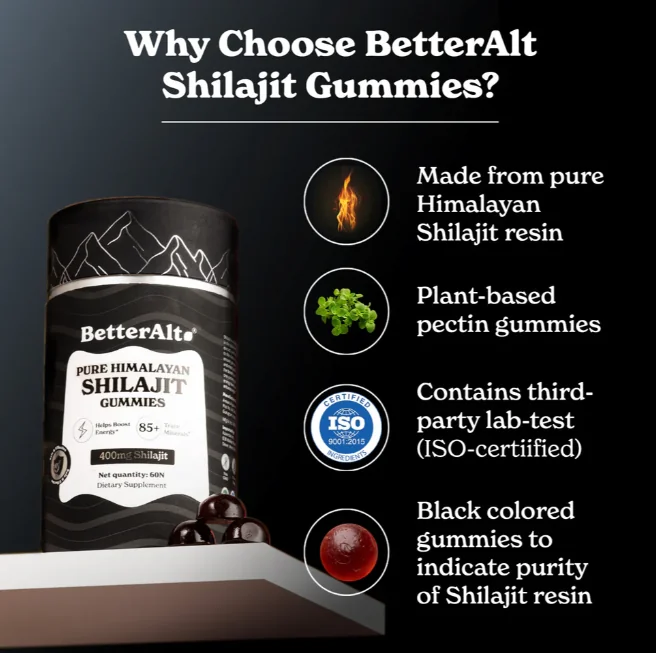 Jeleuri de Shilajit din Himalaya Pure Himalayan Shilajit Gummies BetterAlt, 60 jeleuri, GNC
