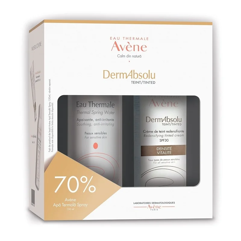 Pachet Crema remodelanta pigmentata cu SPF 30 DermAbsolu 40ml + 70% reducere Apa termala spray 150ml, Avene