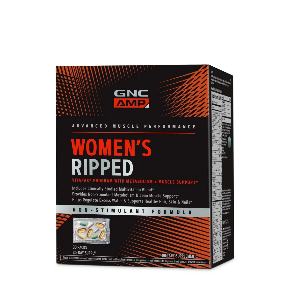Program non-stimulant AMP Women's Ripped Vitapak, 30 pachetele, GNC
