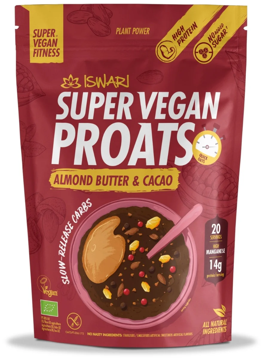 Proats Vegan Bio cu unt de migdale si cacao, 1200g, Iswari 