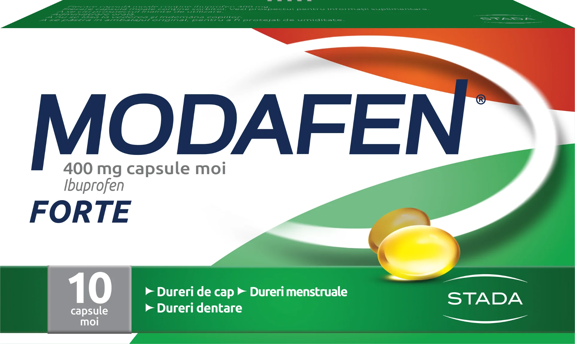 Modafen Forte 400 mg Ibuprofen, 10 capsule moi, Stada